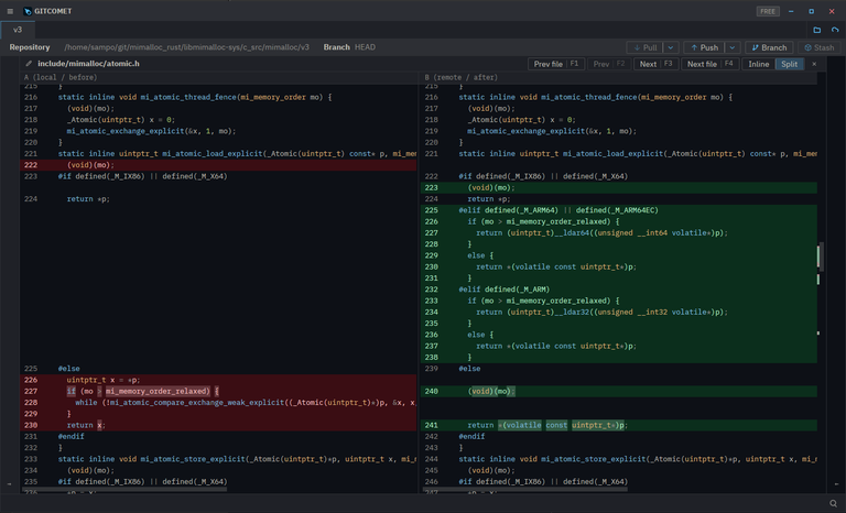 Mimalloc atomic load implementation changed from CAS-based load to ordered ARM loads